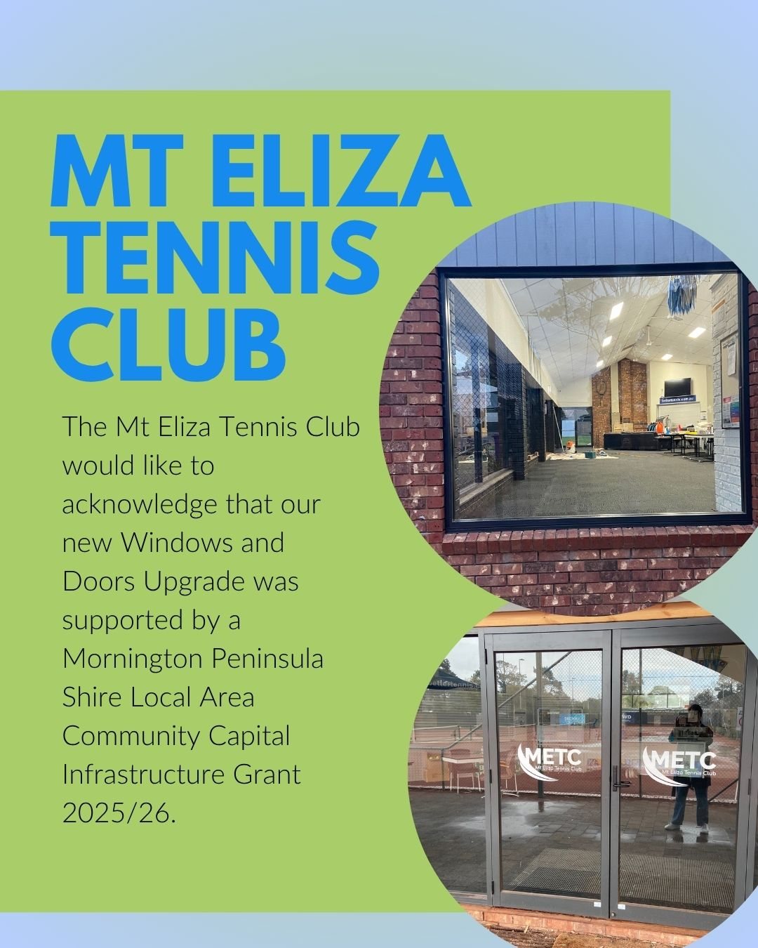 Acknowledgement notice for the METC windows and doors upgrade